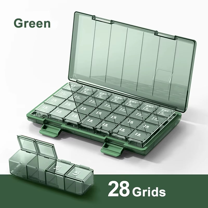 Portable 21/28 Grids Weekly Pill Organizer Travel Pill Cases Medicine Container Removable Daily Storage Tablets Vitamins Box
