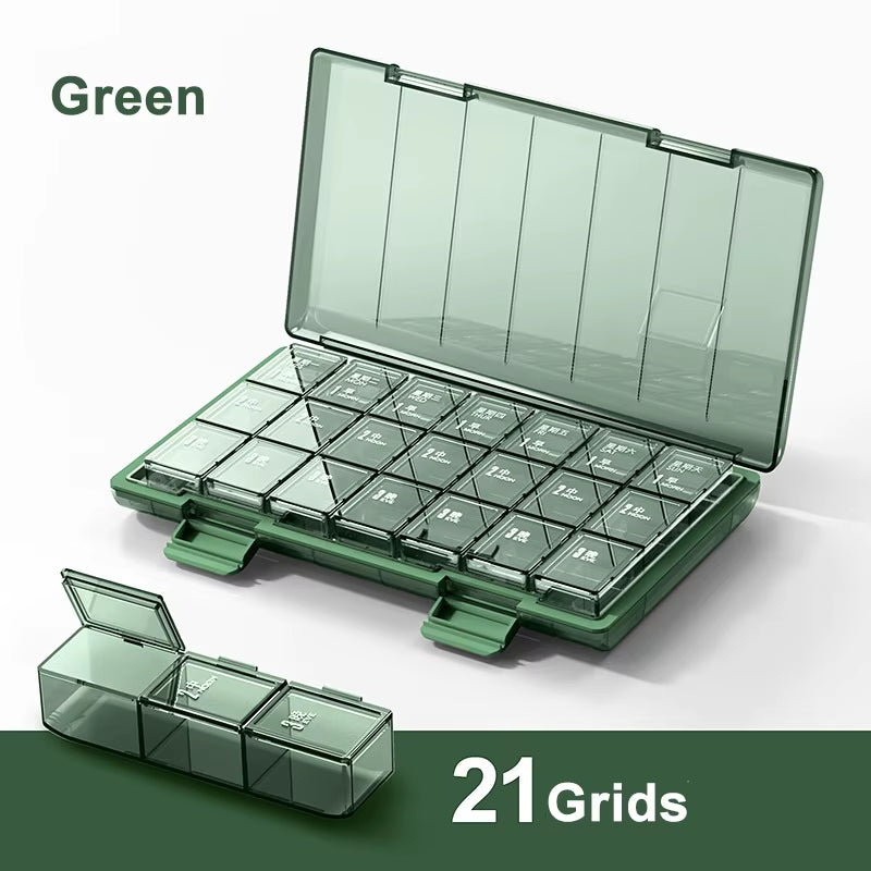 Portable 21/28 Grids Weekly Pill Organizer Travel Pill Cases Medicine Container Removable Daily Storage Tablets Vitamins Box