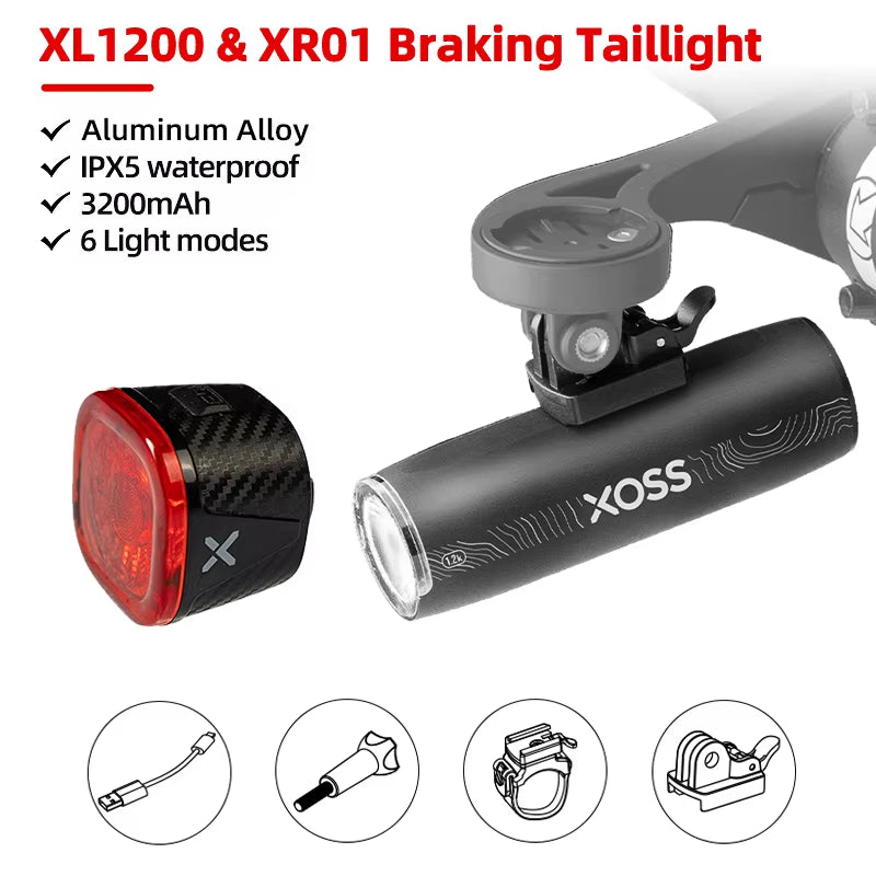 XOSS XL1200 Headlight Waterproof Type-C Rechargeable Aluminum Alloy Ultralight Flashlight