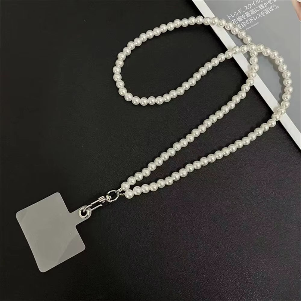Pearl bracelet or lanyard for mobile phones