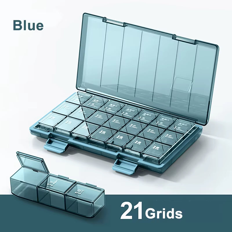 Portable 21/28 Grids Weekly Pill Organizer Travel Pill Cases Medicine Container Removable Daily Storage Tablets Vitamins Box