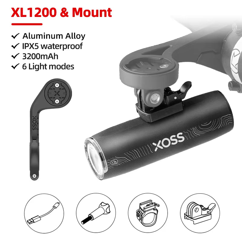 XOSS XL1200 Headlight Waterproof Type-C Rechargeable Aluminum Alloy Ultralight Flashlight