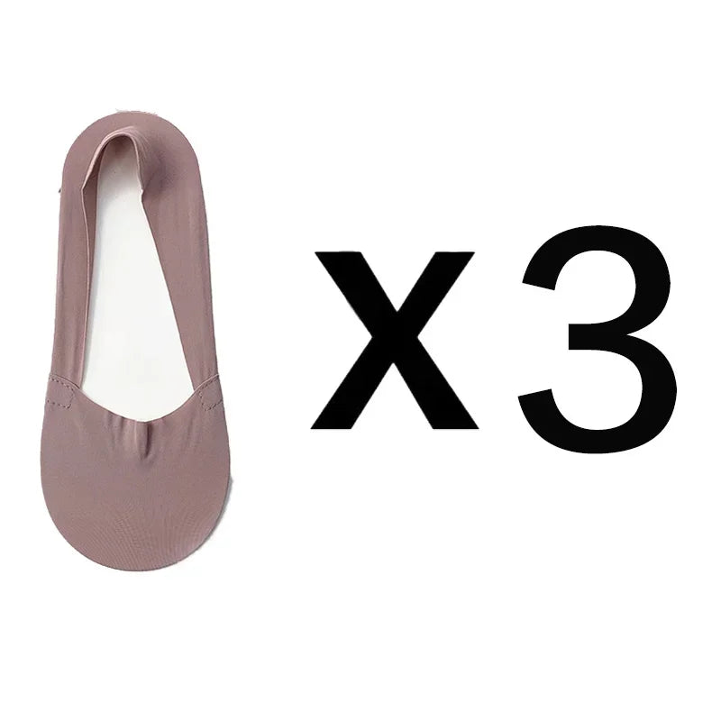 3 Pairs Women Socks High Quality Matching Casual Socks Summer Thin Cotton Bottom Non-Slip Invisible Breathable