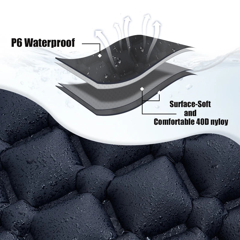 Outdoor Camping Sleeping Pad Inflatable Mattress with Pillows Ultralight Air Mat with Built-In Inflator Pump