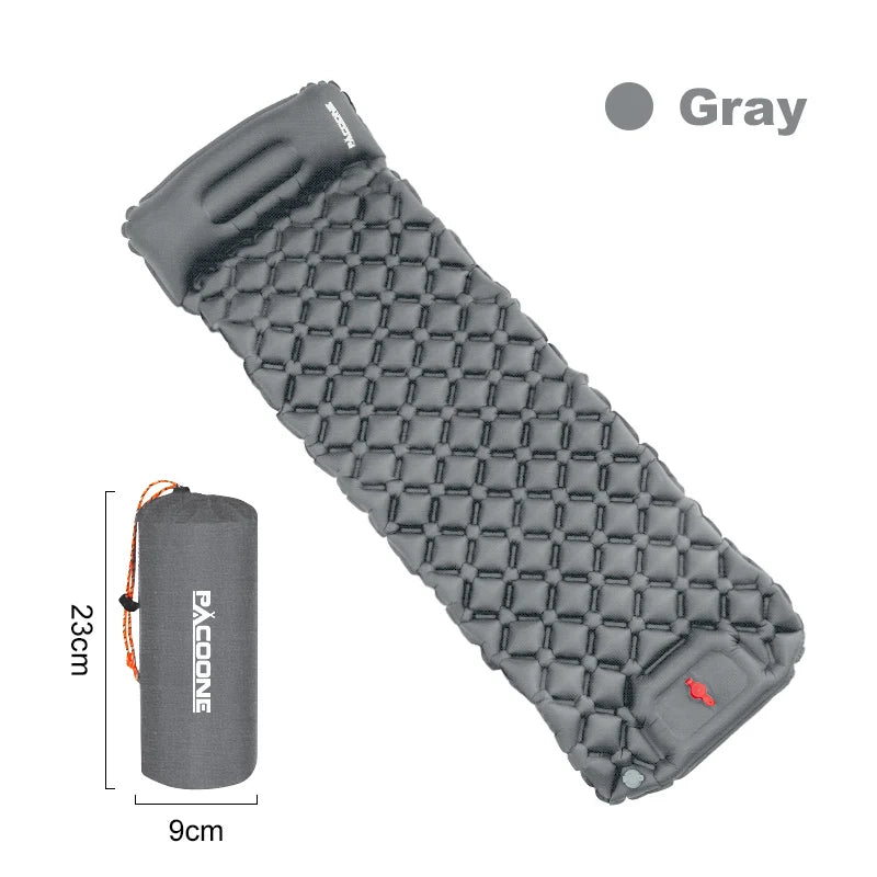 Outdoor Camping Sleeping Pad Inflatable Mattress with Pillows Ultralight Air Mat with Built-In Inflator Pump