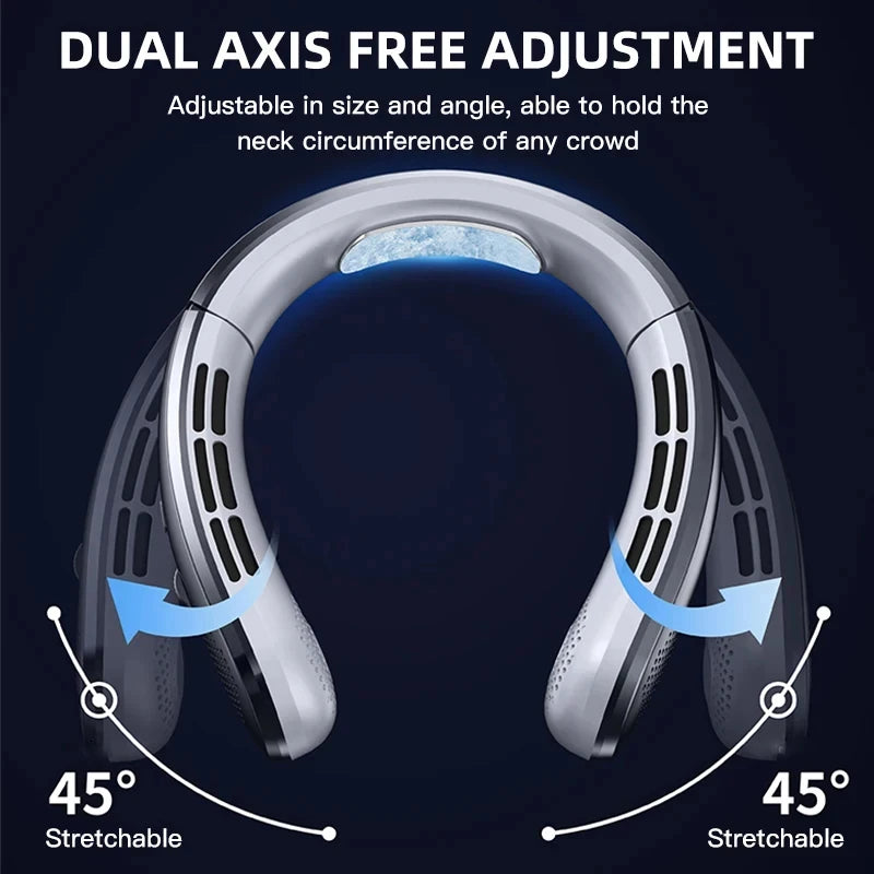 Portable Bladeless Neck Fan 8000Mah Rechargeable LED Digital Display Air Cooler