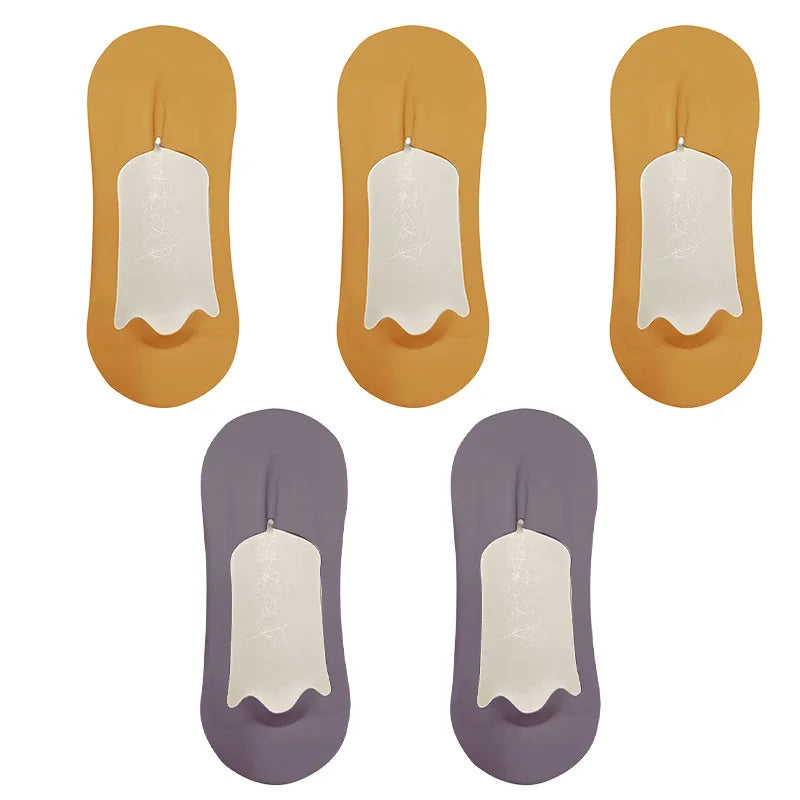 5 Pairs Men's Socks Cotton Breathable Summer Ultra-Thin No Show Ice Silk Sock Silicone Non-Slip Bottom Absorb Sweat Men Boat Sock