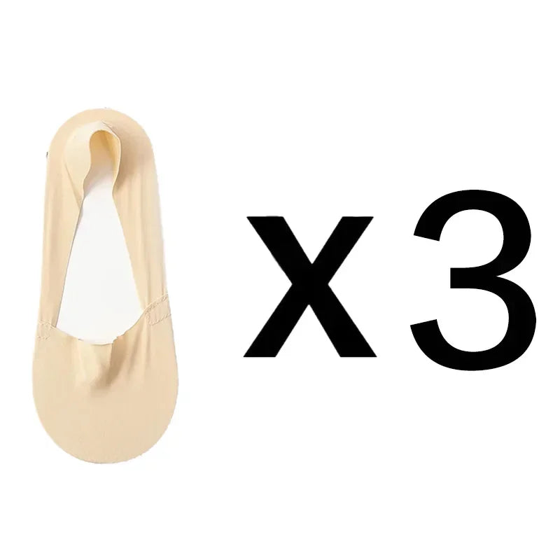3 Pairs Women Socks High Quality Matching Casual Socks Summer Thin Cotton Bottom Non-Slip Invisible Breathable