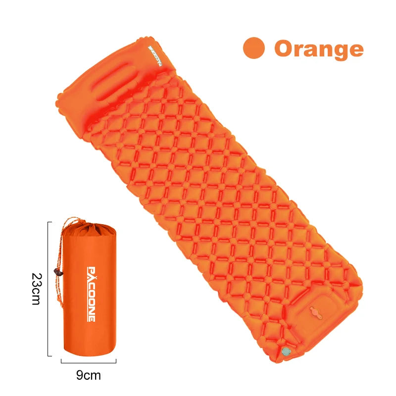 Outdoor Camping Sleeping Pad Inflatable Mattress with Pillows Ultralight Air Mat with Built-In Inflator Pump