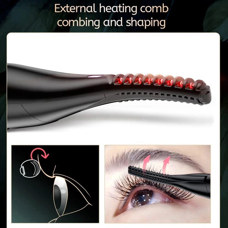 Heated Eyelash Curler, 2 in 1 Clip-Type Eyelash Curler with Comb USB Rechargeable Portable Electric Eyelash Curler
