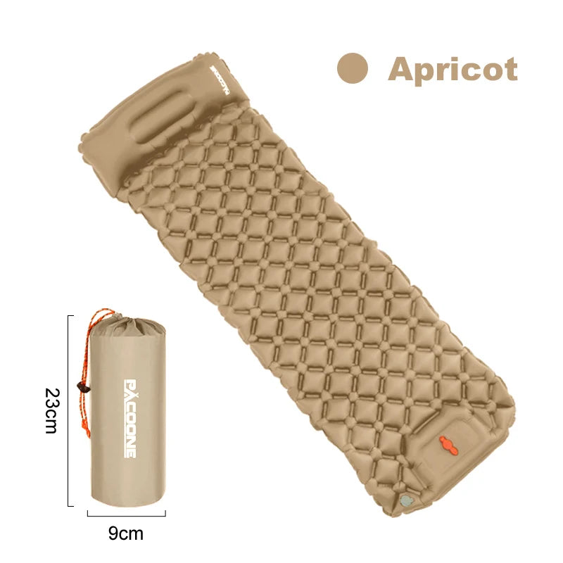Outdoor Camping Sleeping Pad Inflatable Mattress with Pillows Ultralight Air Mat with Built-In Inflator Pump