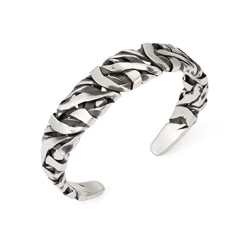 Retro C-Shaped Braided Alloy Bracelet