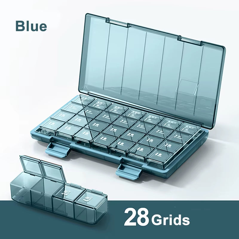 Portable 21/28 Grids Weekly Pill Organizer Travel Pill Cases Medicine Container Removable Daily Storage Tablets Vitamins Box