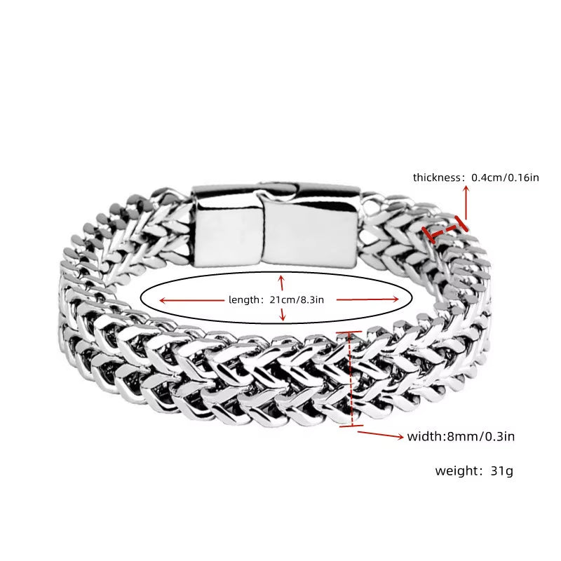 Stainless Steel Braided Double Row Magnetic Buckle Bracelet