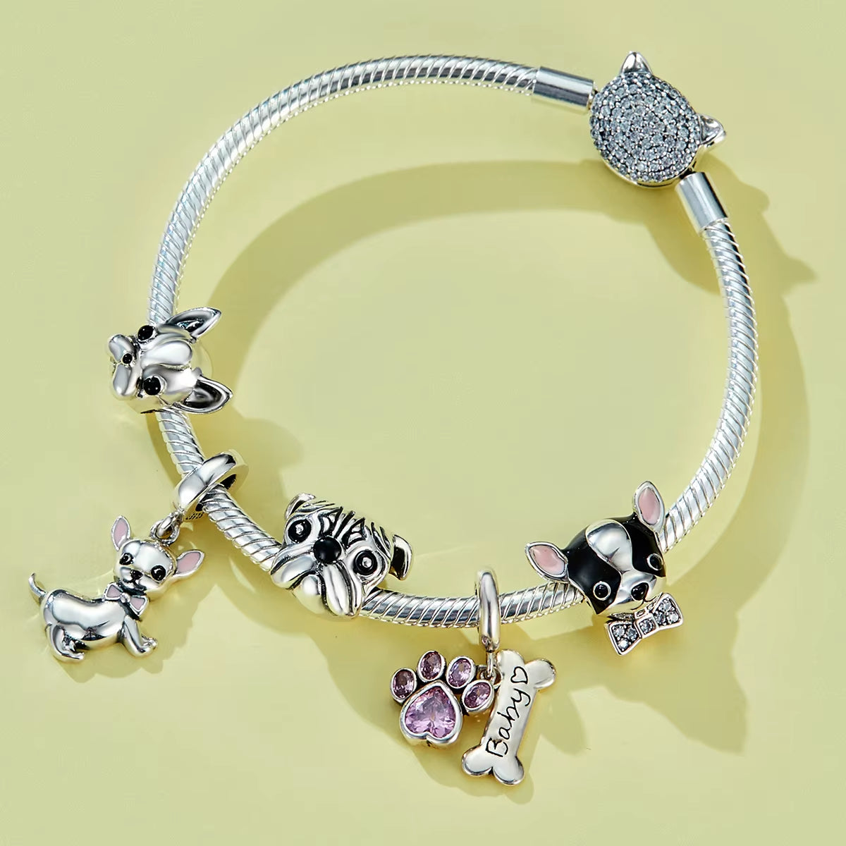 Dog Charms Silver Pendant Beads