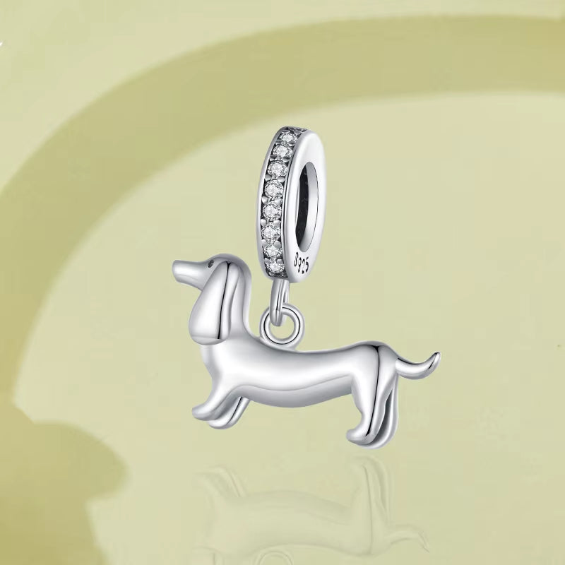 Dog Charms Silver Pendant Beads