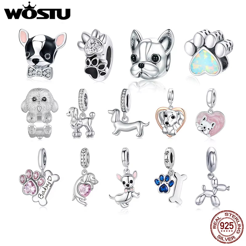 Dog Charms Silver Pendant Beads