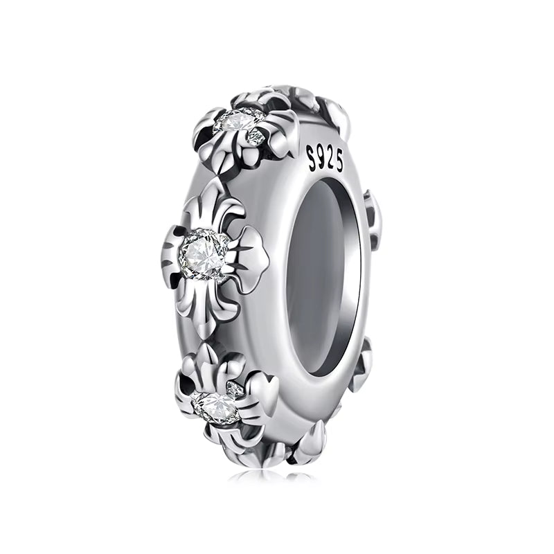 Vintage Silver Charm Bead For Bracelet DIY Jewelry Making