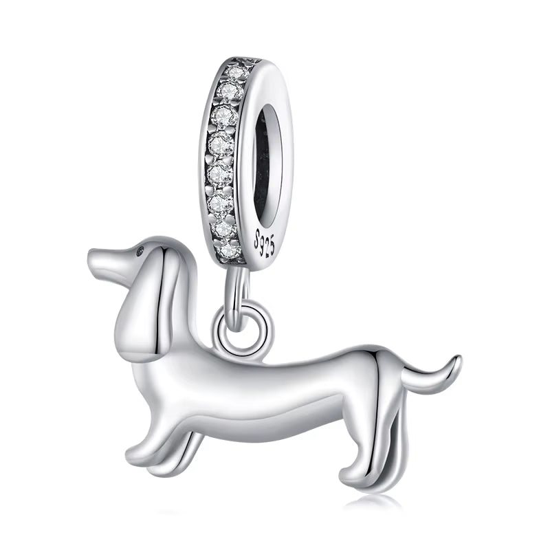 Dog Charms Silver Pendant Beads