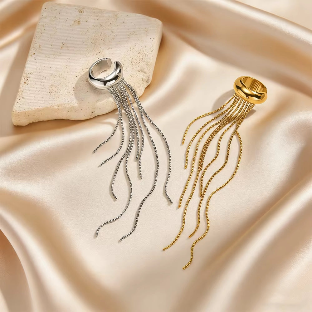 Long Tassel C-Shaped Ear Clips