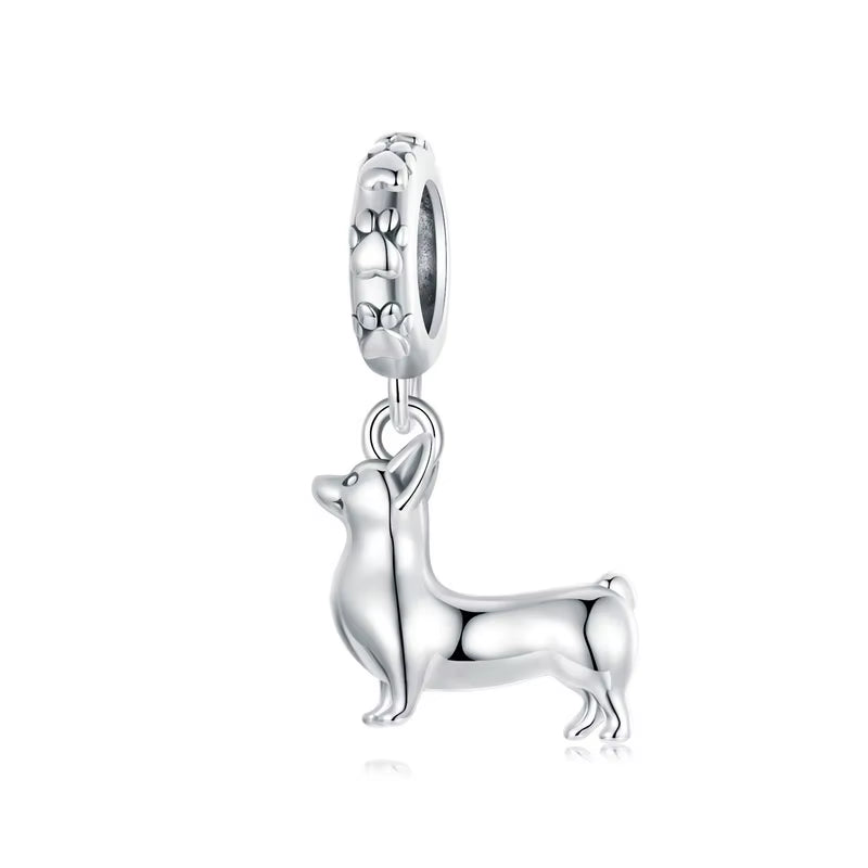 Dog Charms Silver Pendant Beads