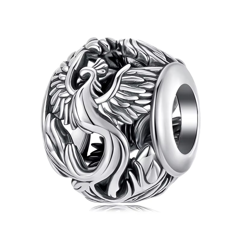 925 Sterling Silver Phoenix Flying Dragon Charm