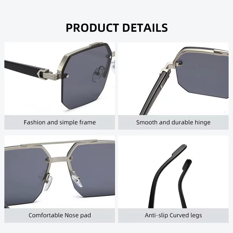 Men's Sunglasses Square Half Frame Casual Trend