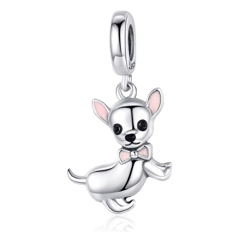 Dog Charms Silver Pendant Beads