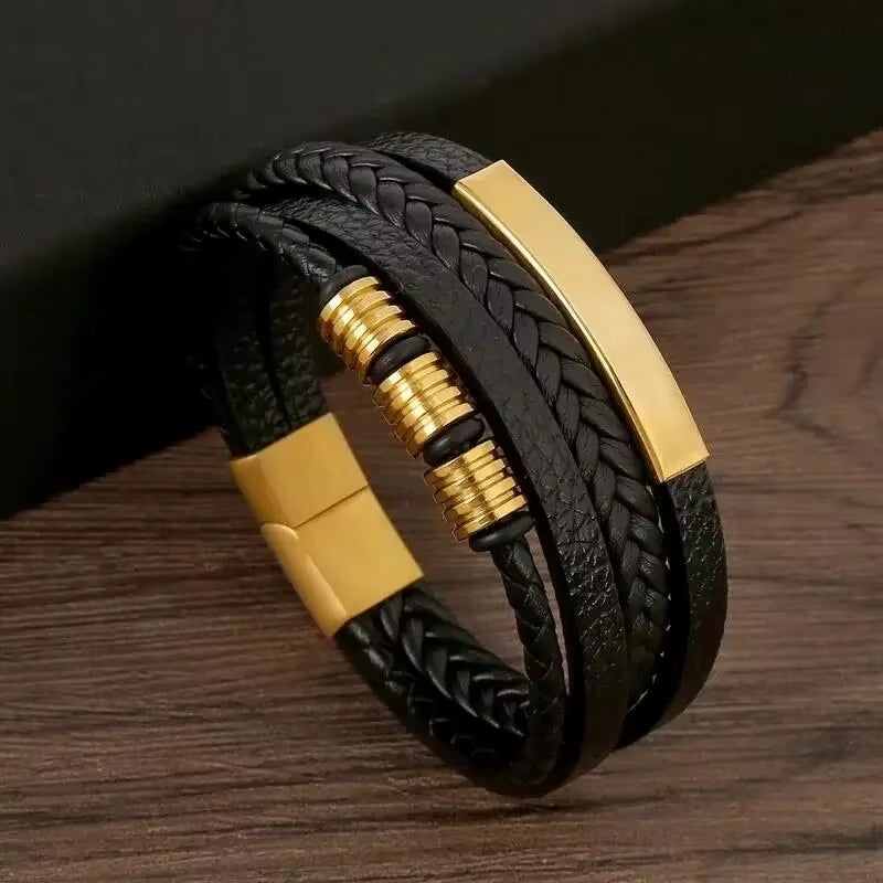 Multi Layers PU Weaved Leather Bracelet