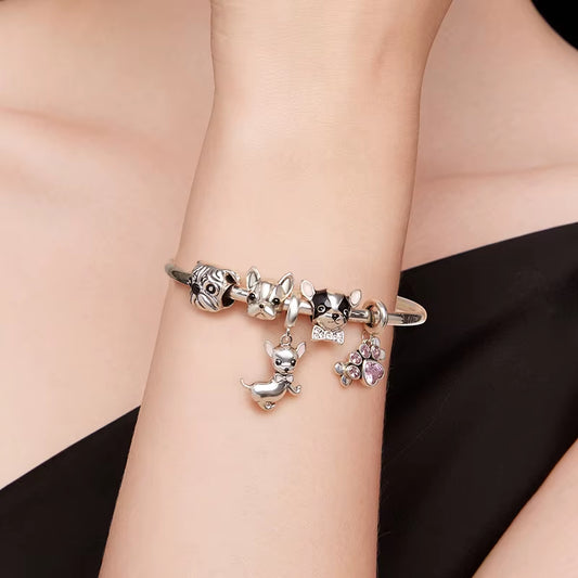 Dog Charms Silver Pendant Beads