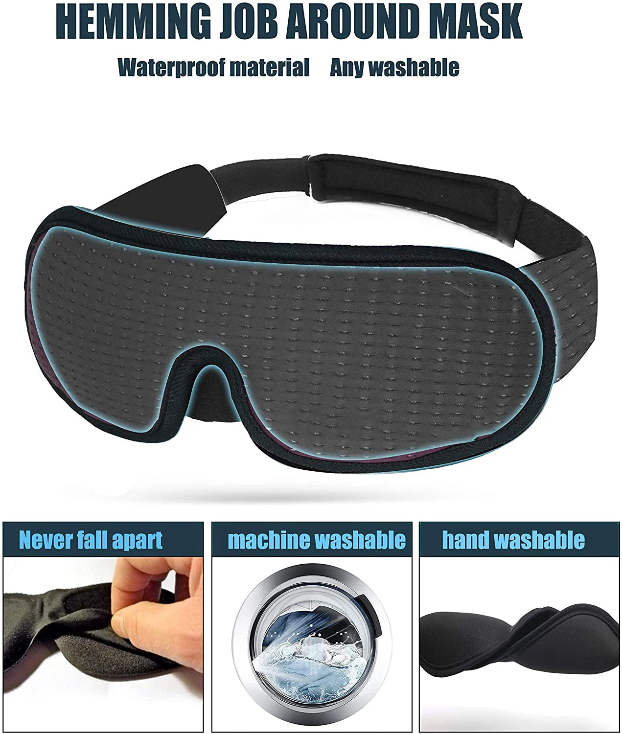 3D Sleep Eye Mask Lights Blockout Soft Padded and Breathable