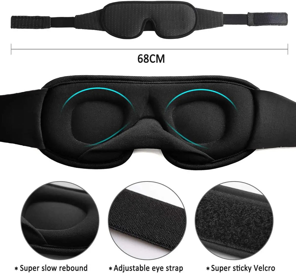 3D Sleep Eye Mask Lights Blockout Soft Padded and Breathable