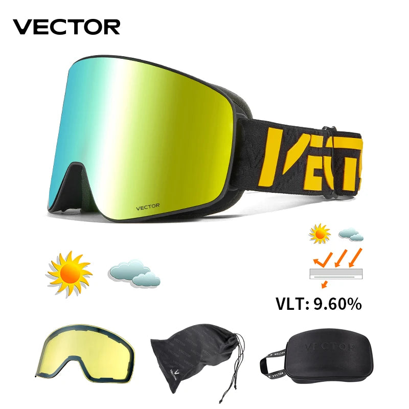 Ski Goggle - Anti Fog Magnetic Cylindrical UV400