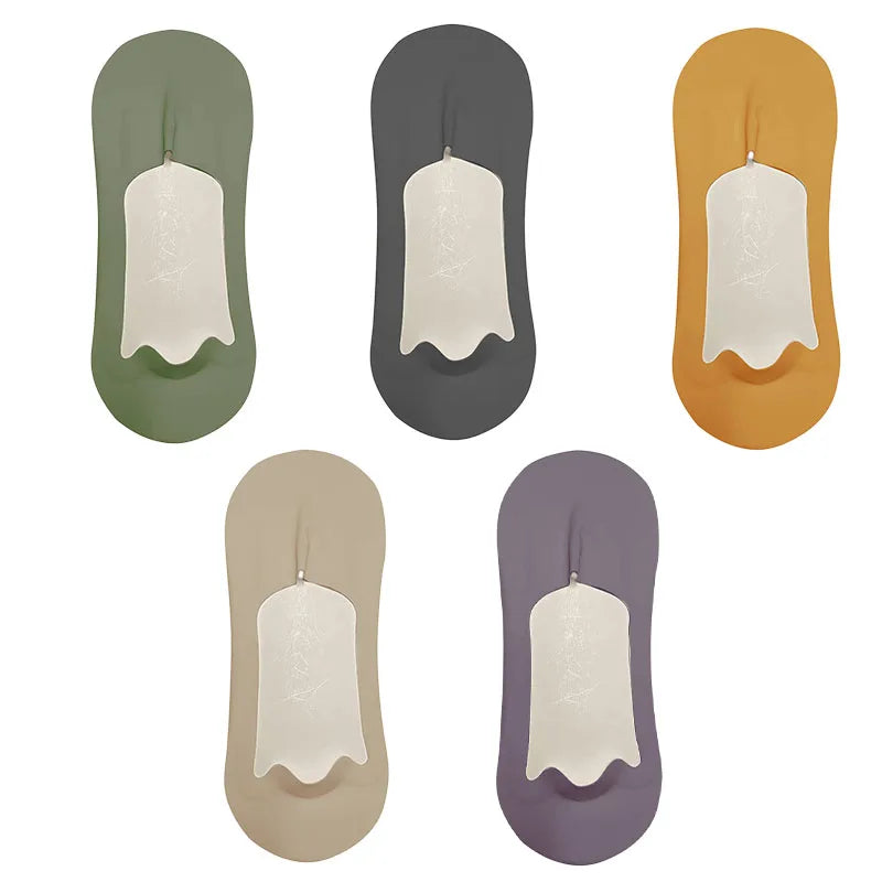 5 Pairs Men's Socks Cotton Breathable Summer Ultra-Thin No Show Ice Silk Sock Silicone Non-Slip Bottom Absorb Sweat Men Boat Sock