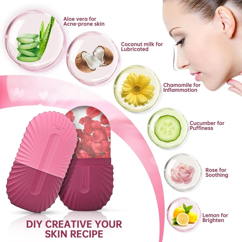 Ice Cube Facial Roller Beauty Massage Silicone Ice Mold for Eye Puffiness Ice Facial Roller Shrink Pores