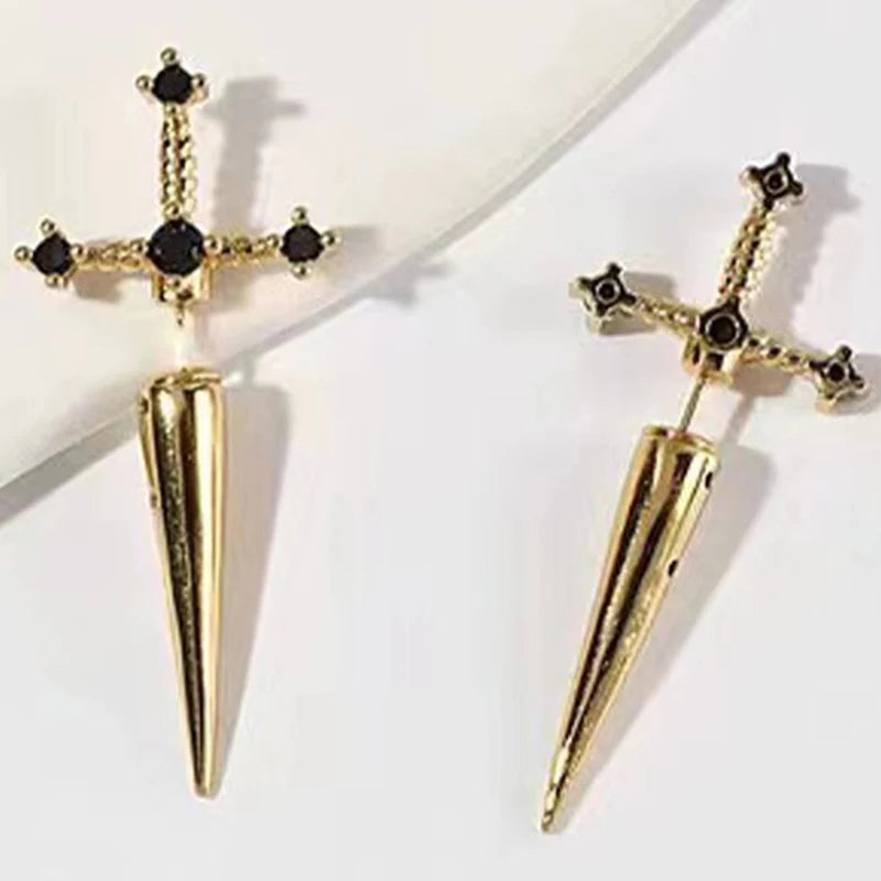 Cross Sword Stud Earrings