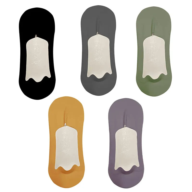 5 Pairs Men's Socks Cotton Breathable Summer Ultra-Thin No Show Ice Silk Sock Silicone Non-Slip Bottom Absorb Sweat Men Boat Sock