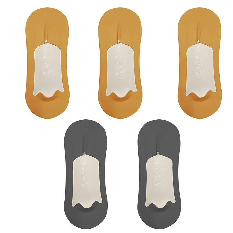 5 Pairs Men's Socks Cotton Breathable Summer Ultra-Thin No Show Ice Silk Sock Silicone Non-Slip Bottom Absorb Sweat Men Boat Sock