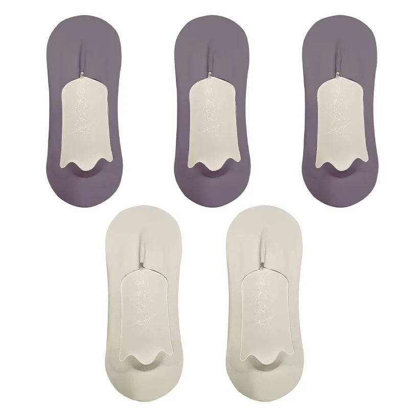 5 Pairs Men's Socks Cotton Breathable Summer Ultra-Thin No Show Ice Silk Sock Silicone Non-Slip Bottom Absorb Sweat Men Boat Sock