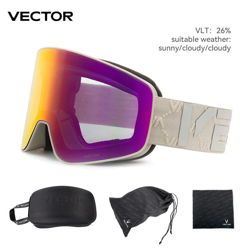 Ski Goggle - Anti Fog Magnetic Cylindrical UV400