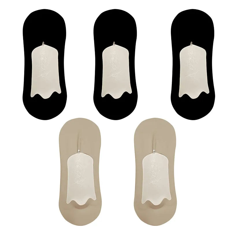 5 Pairs Men's Socks Cotton Breathable Summer Ultra-Thin No Show Ice Silk Sock Silicone Non-Slip Bottom Absorb Sweat Men Boat Sock