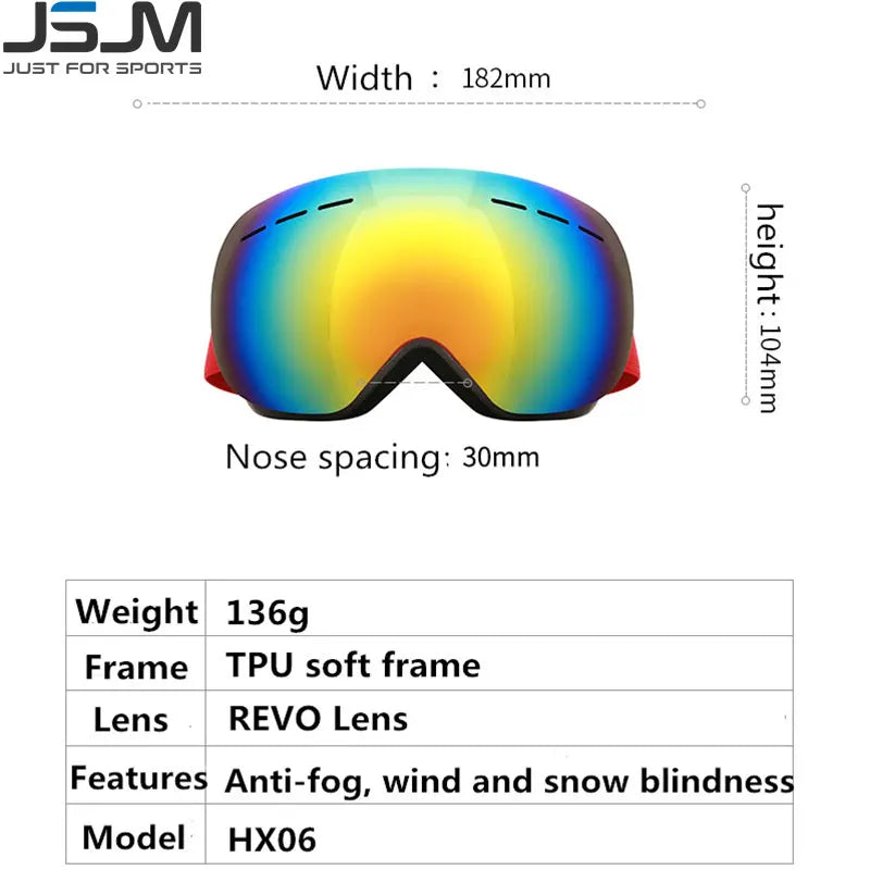 Ski Goggles Double Layers Anti-Fog UV400 Protection