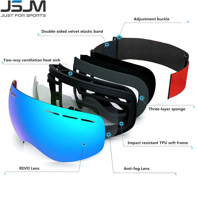 Ski Goggles Double Layers Anti-Fog UV400 Protection