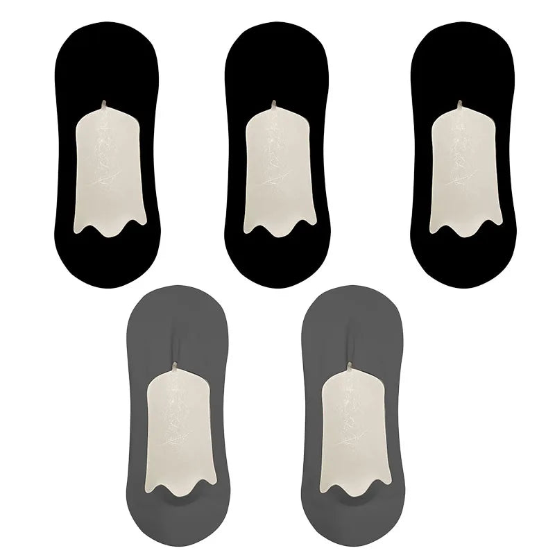 5 Pairs Men's Socks Cotton Breathable Summer Ultra-Thin No Show Ice Silk Sock Silicone Non-Slip Bottom Absorb Sweat Men Boat Sock