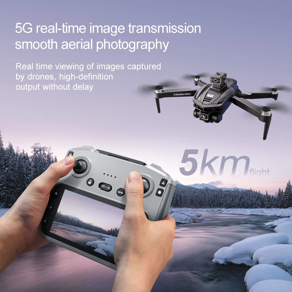 V168 Pro MAX GPS Drone with 8K HD Camera, 5G WIFI FPV, 360° Obstacle Avoidance & Large Screen RC Quadcopter