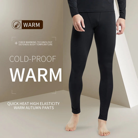Men's Warm Pants with Plush and Thickened High Elasticity, Tight and Slim Fitting