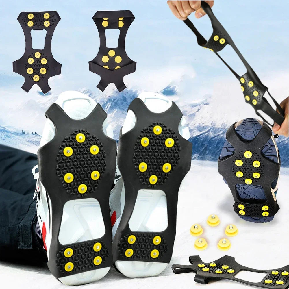 10 Studs Snow Ice Claw Gripper Anti-Skid Elastomer Cleats over Shoes Covers Crampons
