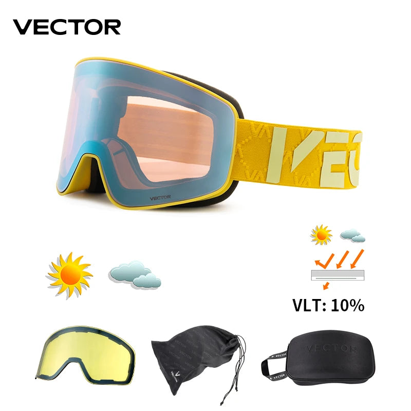 Ski Goggle - Anti Fog Magnetic Cylindrical UV400