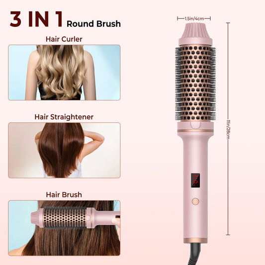 1.5 Inch Hair Curling Ceramic Thermal Brush Heated Electric Heating Hair Curler