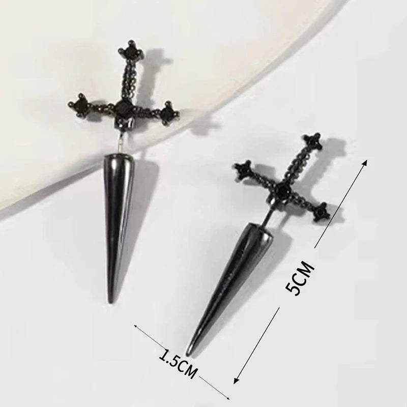 Cross Sword Stud Earrings
